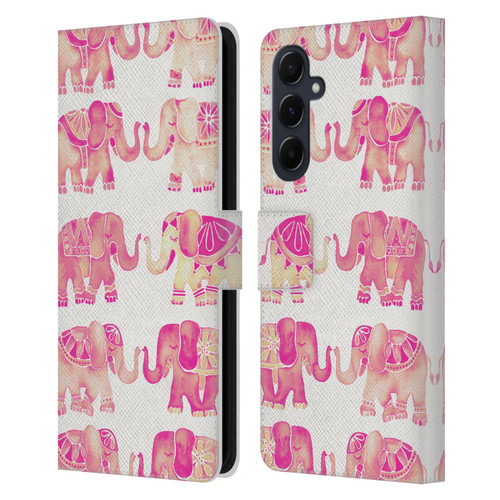 Cat Coquillette Animals 2 Pink Elephants Leather Book Wallet Case Cover For Samsung Galaxy A55 5G