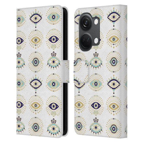 Cat Coquillette Linear White Evil Eyes Pattern Leather Book Wallet Case Cover For OnePlus Nord 3 5G