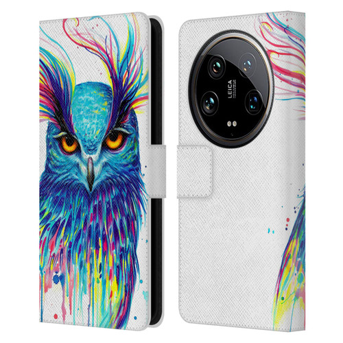 Pixie Cold Animals Into The Blue Leather Book Wallet Case Cover For Xiaomi 14 Ultra