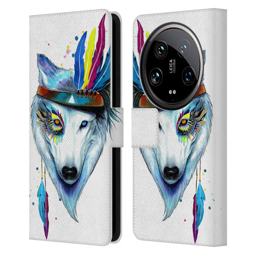 Pixie Cold Animals Warrior Leather Book Wallet Case Cover For Xiaomi 14 Ultra