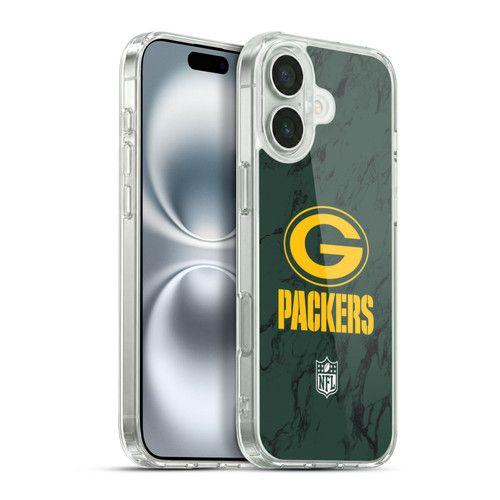 NFL Green Bay Packers Graphics Coloured Marble Soft Gel Case for Apple iPhone 16 Plus