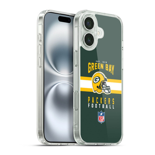 NFL Green Bay Packers Graphics Helmet Typography Soft Gel Case for Apple iPhone 16 Plus