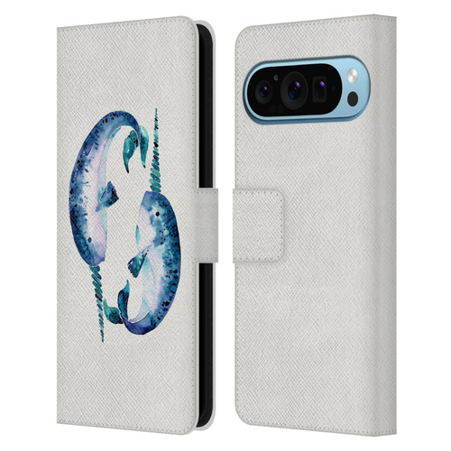 Cat Coquillette Sea Blue Narwhals Leather Book Wallet Case Cover For Google Pixel 9 / Pixel 9 Pro
