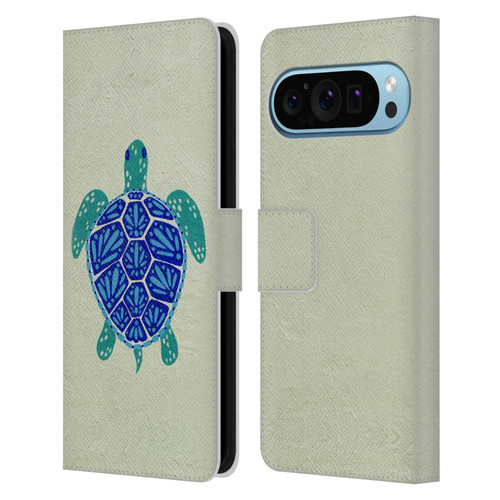 Cat Coquillette Sea Turtle Blue Leather Book Wallet Case Cover For Google Pixel 9 / Pixel 9 Pro