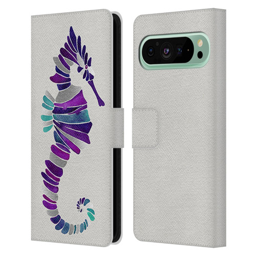 Cat Coquillette Sea Seahorse Purple Leather Book Wallet Case Cover For Google Pixel 9 Pro XL