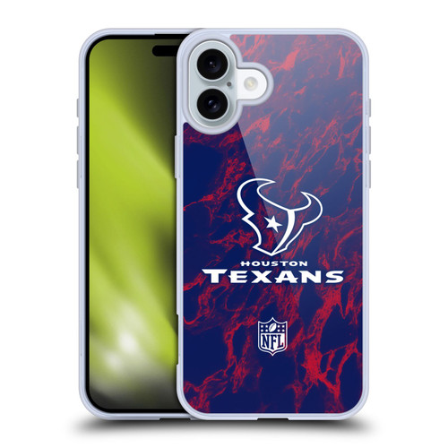 NFL Houston Texans Graphics Coloured Marble Soft Gel Case for Apple iPhone 16 Plus