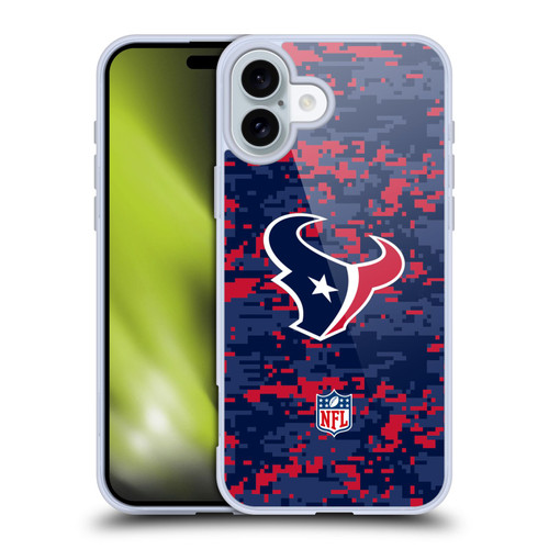 NFL Houston Texans Graphics Digital Camouflage Soft Gel Case for Apple iPhone 16 Plus