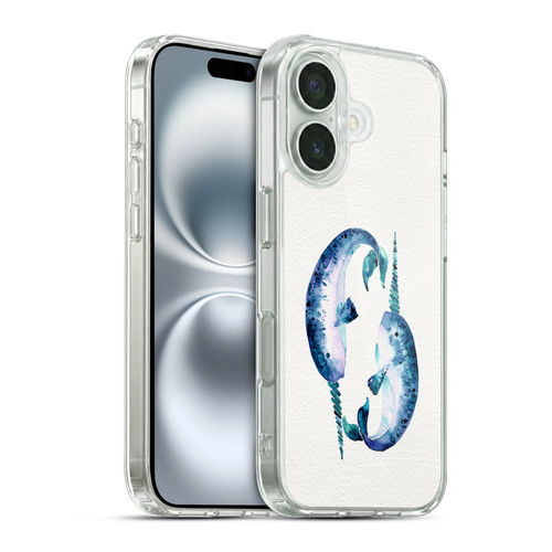 Cat Coquillette Sea Blue Narwhals Soft Gel Case for Apple iPhone 16 & MagSafe