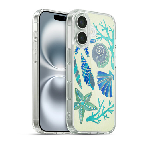Cat Coquillette Sea Seashells Blue Soft Gel Case for Apple iPhone 16 & MagSafe