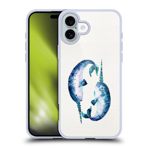 Cat Coquillette Sea Blue Narwhals Soft Gel Case for Apple iPhone 16 Plus