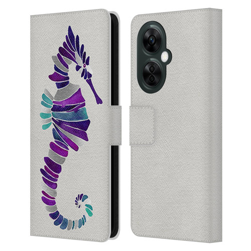 Cat Coquillette Sea Seahorse Purple Leather Book Wallet Case Cover For OnePlus Nord CE 3 Lite 5G