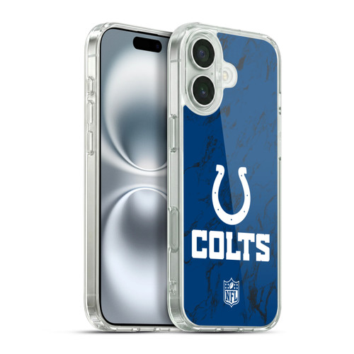 NFL Indianapolis Colts Graphics Coloured Marble Soft Gel Case for Apple iPhone 16 Plus & MagSafe