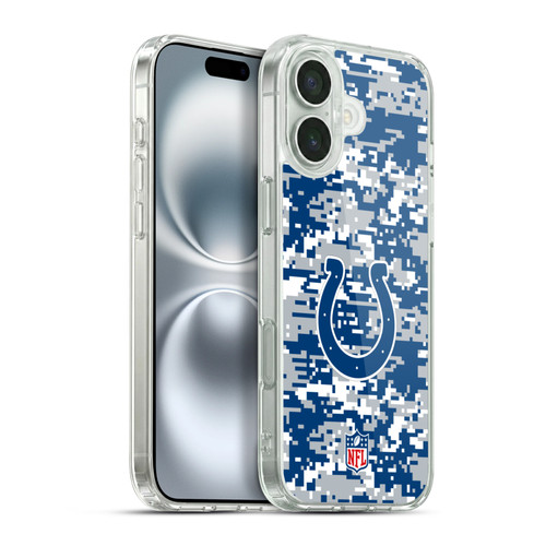 NFL Indianapolis Colts Graphics Digital Camouflage Soft Gel Case for Apple iPhone 16 Plus & MagSafe