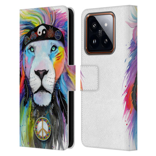 Pixie Cold Cats Hippy Lion Leather Book Wallet Case Cover For Xiaomi 14
