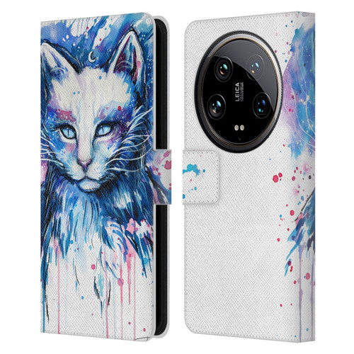 Pixie Cold Cats Space Leather Book Wallet Case Cover For Xiaomi 14 Ultra