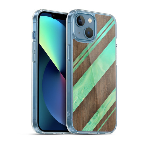Alyn Spiller Wood & Resin Diagonal Stripes Soft Gel Case for Apple iPhone 13 Mini & MagSafe