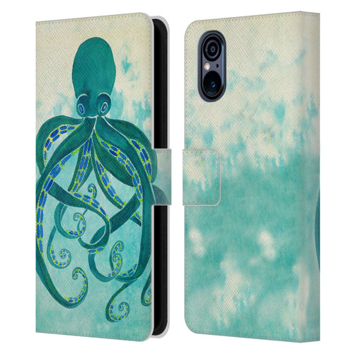 Cat Coquillette Sea Octopus Leather Book Wallet Case Cover For Sony Xperia 5 V 5G