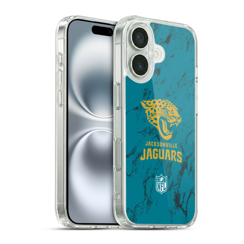 NFL Jacksonville Jaguars Graphics Coloured Marble Soft Gel Case for Apple iPhone 16 & MagSafe