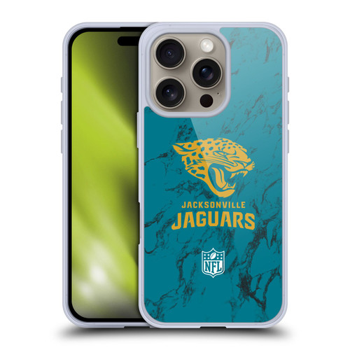 NFL Jacksonville Jaguars Graphics Coloured Marble Soft Gel Case for Apple iPhone 16 Pro