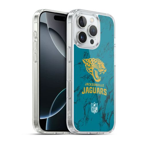 NFL Jacksonville Jaguars Graphics Coloured Marble Soft Gel Case for Apple iPhone 16 Pro & MagSafe