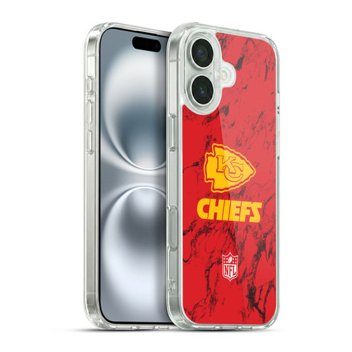 NFL Kansas City Chiefs Graphics Coloured Marble Soft Gel Case for Apple iPhone 16 Plus