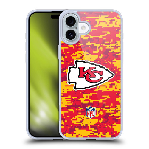 NFL Kansas City Chiefs Graphics Digital Camouflage Soft Gel Case for Apple iPhone 16 Plus