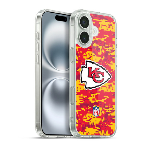 NFL Kansas City Chiefs Graphics Digital Camouflage Soft Gel Case for Apple iPhone 16 Plus