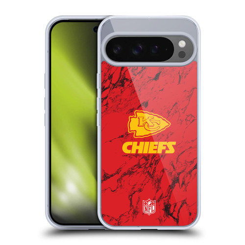 NFL Kansas City Chiefs Graphics Coloured Marble Soft Gel Case for Google Pixel 9 Pro XL