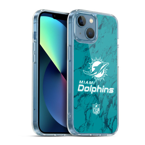 NFL Miami Dolphins Graphics Coloured Marble Soft Gel Case for Apple iPhone 13 Mini & MagSafe