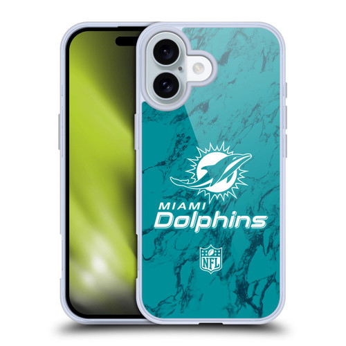 NFL Miami Dolphins Graphics Coloured Marble Soft Gel Case for Apple iPhone 16