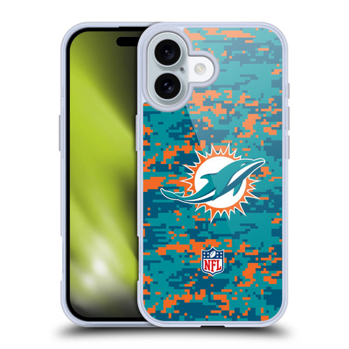 NFL Miami Dolphins Graphics Digital Camouflage Soft Gel Case for Apple iPhone 16
