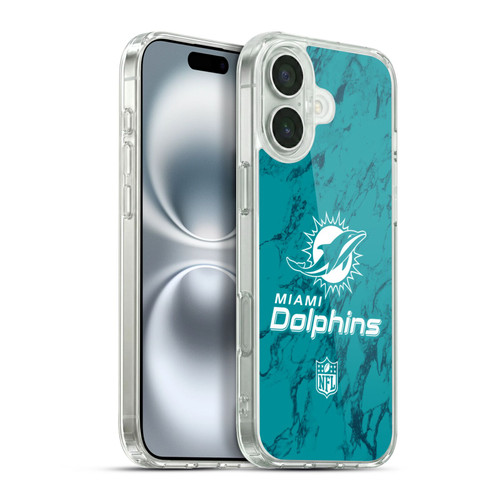 NFL Miami Dolphins Graphics Coloured Marble Soft Gel Case for Apple iPhone 16 Plus & MagSafe
