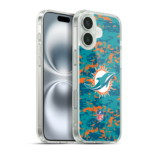 NFL Miami Dolphins Graphics Digital Camouflage Soft Gel Case for Apple iPhone 16 Plus & MagSafe