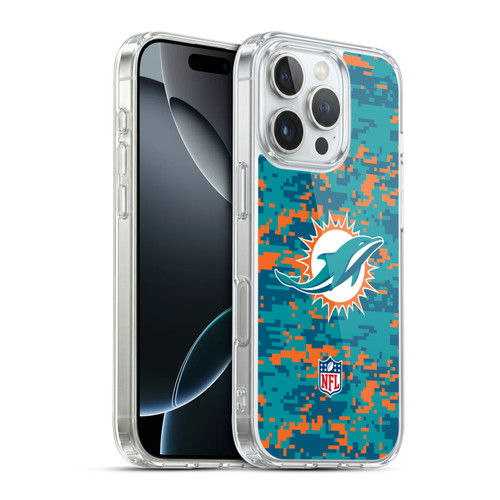 NFL Miami Dolphins Graphics Digital Camouflage Soft Gel Case for Apple iPhone 16 Pro & MagSafe