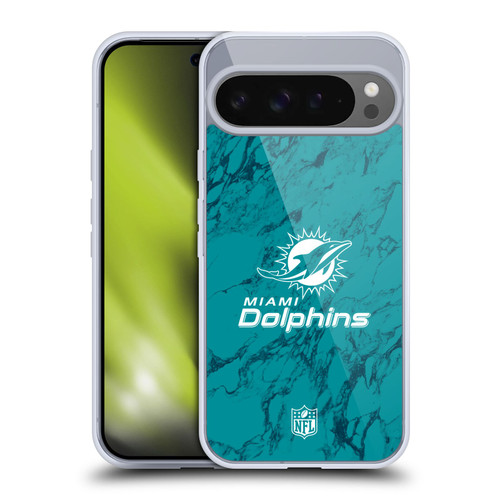 NFL Miami Dolphins Graphics Coloured Marble Soft Gel Case for Google Pixel 9 Pro XL