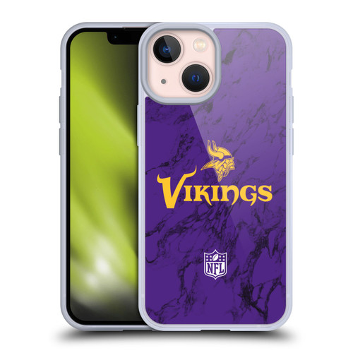 NFL Minnesota Vikings Graphics Coloured Marble Soft Gel Case for Apple iPhone 13 Mini