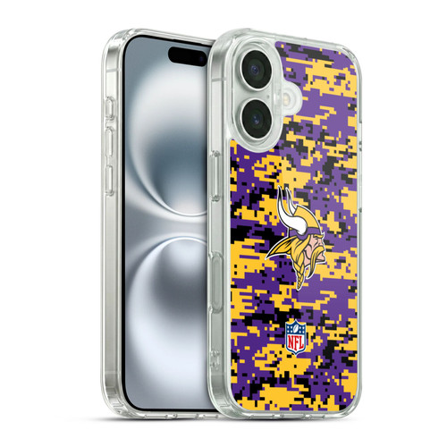 NFL Minnesota Vikings Graphics Digital Camouflage Soft Gel Case for Apple iPhone 16 & MagSafe