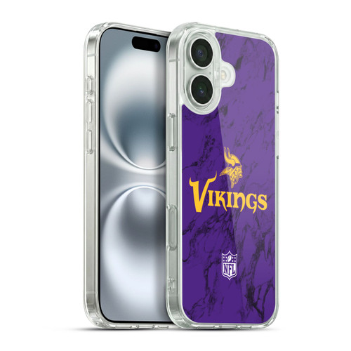 NFL Minnesota Vikings Graphics Coloured Marble Soft Gel Case for Apple iPhone 16 Plus & MagSafe