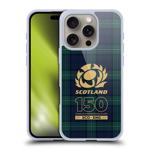 Scotland Rugby 150th Anniversary Tartan Soft Gel Case for Apple iPhone 16 Pro