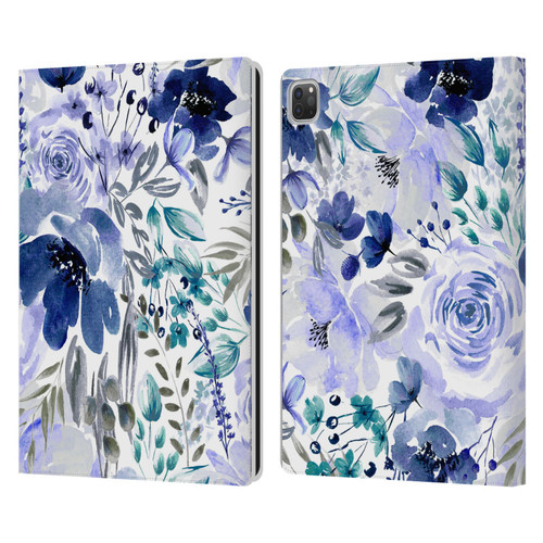 Anis Illustration Bloomers Indigo Leather Book Wallet Case Cover For Apple iPad Pro 13 M4 2024
