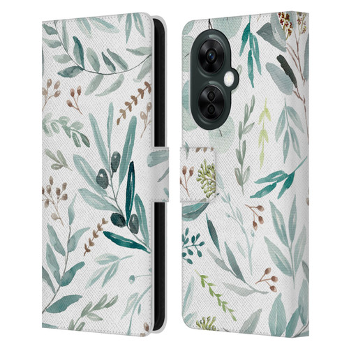 Anis Illustration Bloomers Eucalyptus Leather Book Wallet Case Cover For OnePlus Nord CE 3 Lite 5G