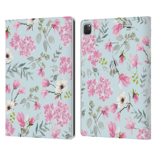 Anis Illustration Flower Pattern 2 Pink Leather Book Wallet Case Cover For Apple iPad Pro 13 M4 2024