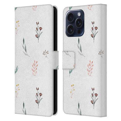 Anis Illustration Flower Pattern 2 Botanicals Leather Book Wallet Case Cover For Apple iPhone 16 Pro Max