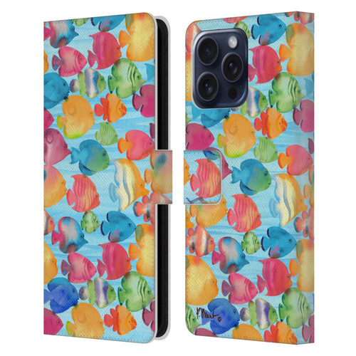 Paul Brent Coastal Tropical Fish School Leather Book Wallet Case Cover For Apple iPhone 16 Pro Max