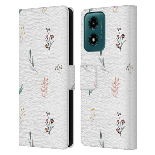 Anis Illustration Flower Pattern 2 Botanicals Leather Book Wallet Case Cover For Motorola Moto G04/G04s/G24 4G