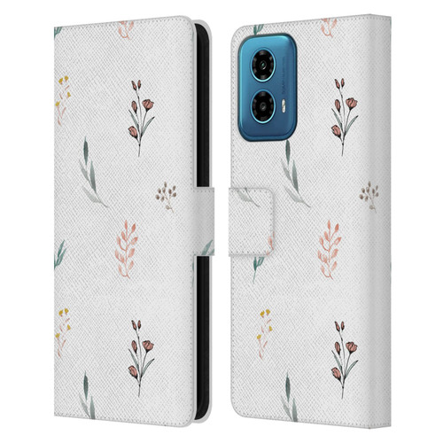 Anis Illustration Flower Pattern 2 Botanicals Leather Book Wallet Case Cover For Motorola Moto G34 5G