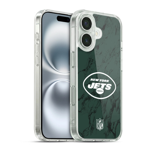 NFL New York Jets Graphics Coloured Marble Soft Gel Case for Apple iPhone 16 & MagSafe