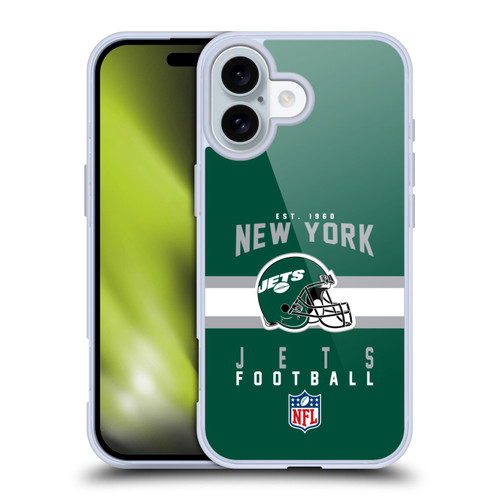 NFL New York Jets Graphics Helmet Typography Soft Gel Case for Apple iPhone 16