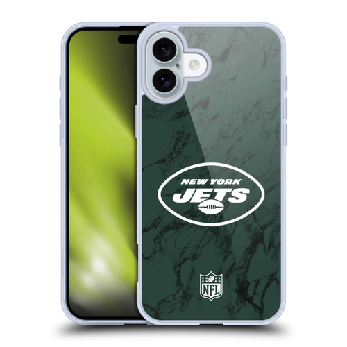 NFL New York Jets Graphics Coloured Marble Soft Gel Case for Apple iPhone 16 Plus