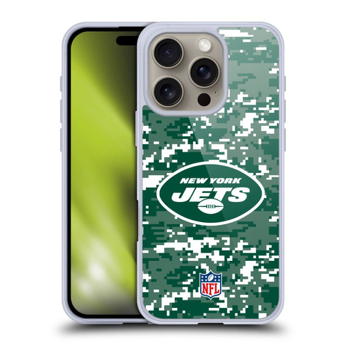 NFL New York Jets Graphics Digital Camouflage Soft Gel Case for Apple iPhone 16 Pro